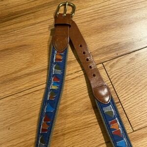 Colorful Sailboat Belt  38 With Top Grain Leather Hand Made Essex, CT ‎ 3721